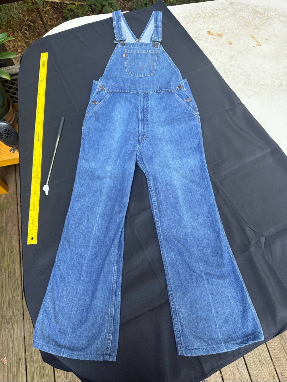 VTG 1970s Levi’s Orange Tab Bell Bottom Overalls 32” Waist Talon 42 Altered